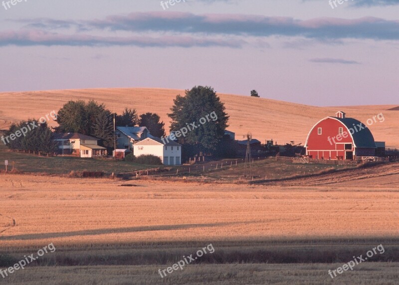 Farm Landscape Rural Field Farmhouse