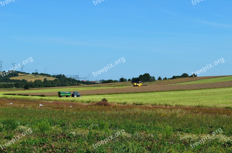 Harvest Combine Corn Landscape Tractor