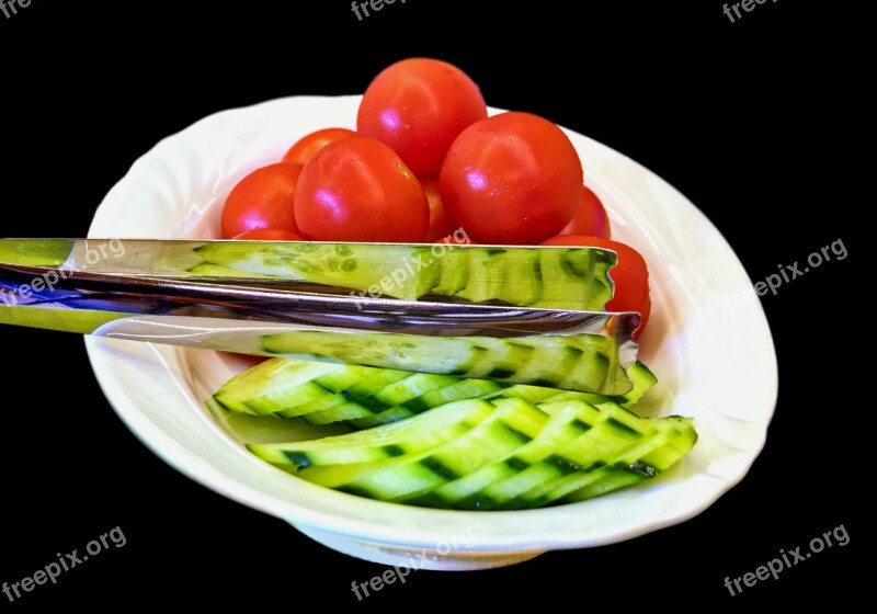 Tomato Cucumber Healthy Food Eat