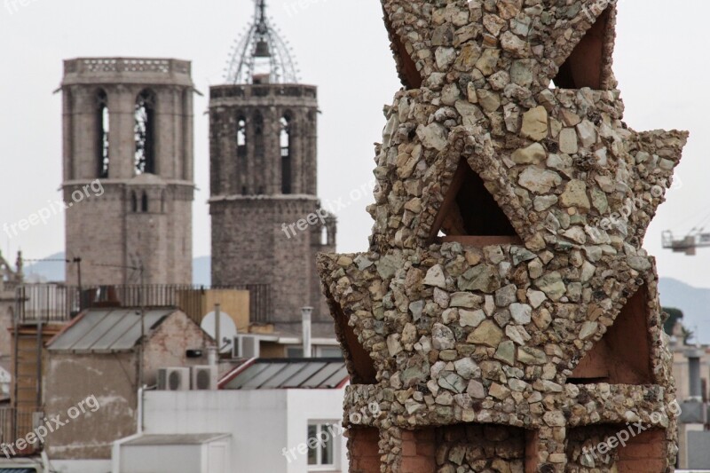 Barcelona Chimney City Architecture Spain