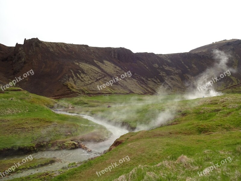 Iceland Hot Springs Mountains Spring Hot