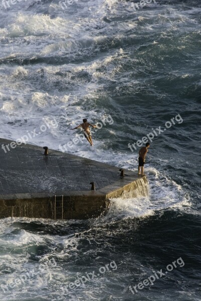 Pier Jump Water Ocean Adventure