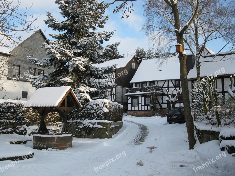 Fachwerkhäuser Village Scene Winter Wintry Free Photos