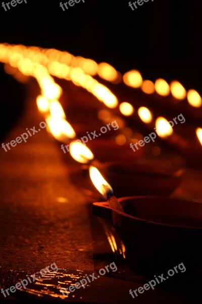 Candles Night Diyas Diwali Deepam