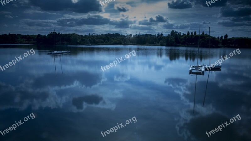 Night View Boat Quiet Be Quiet Serenity