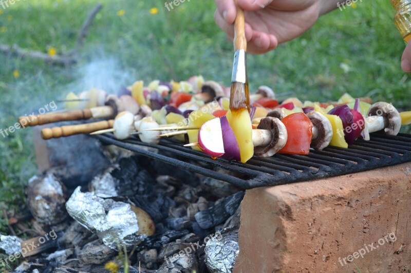 Skewers Grill Food Cooking Picnic