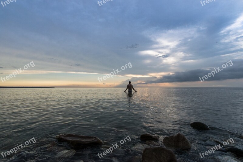 Sunset Silence Quite Man Outdoor