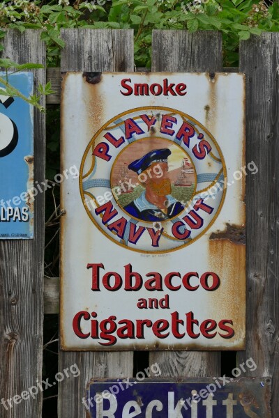 Tobacco Sign Metal Vintage Smoke