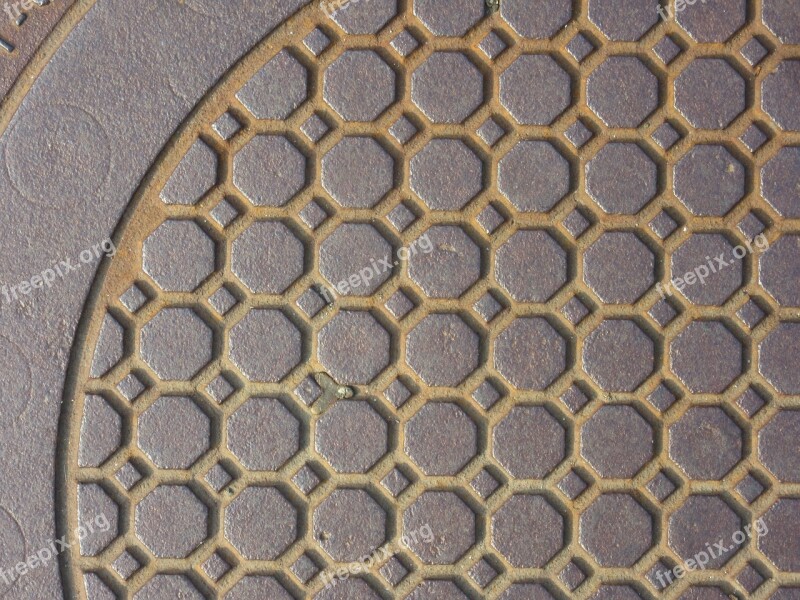 Manhole Cover Cast Iron Octagons Circle Geometry