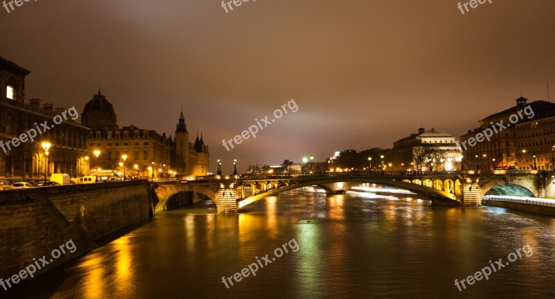 Paris Night France Evening Orange