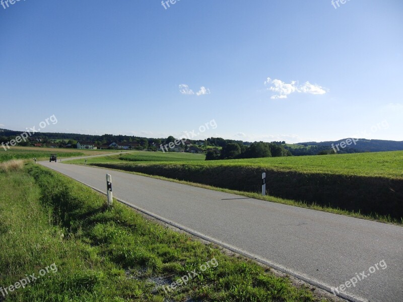 Road Blue Sky Partly Cloudy Green Free Photos