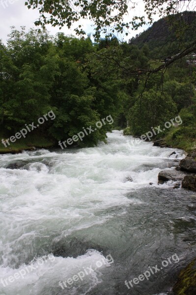 Waterfall Geiranger Geirangerfjord Norway Landscape