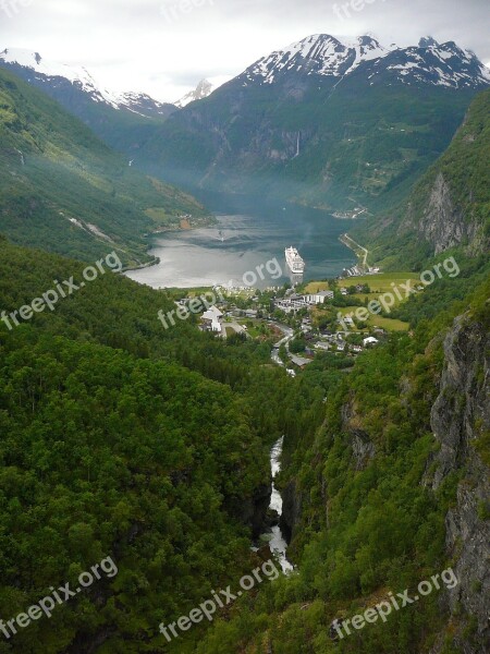 Geirangerfjord Landscape Geiranger Norway Fjord