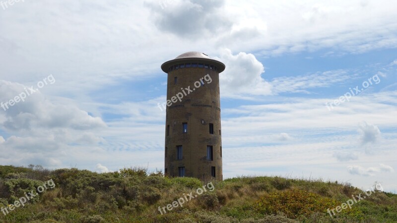 Domburg Coast Dunes Lighthouse Blue Sky