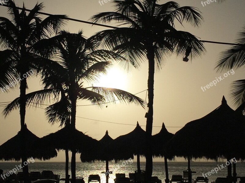 Sunset Aruba Caribbean Free Photos