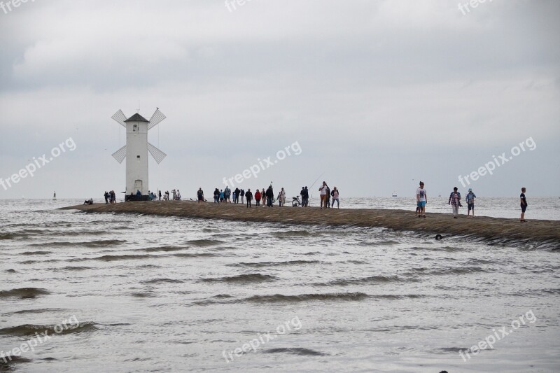 Mill The Baltic Sea świnoujście Staw Mills Tourists