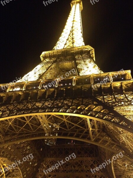 Night Eiffel Tower Lights Seine Symbol