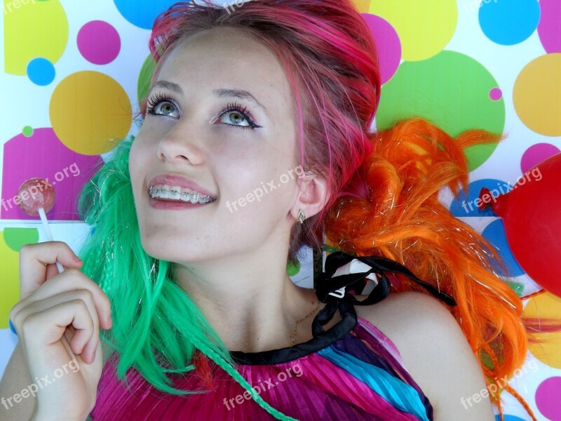 Girl Candy Bar Colors Hair Coloring Portrait