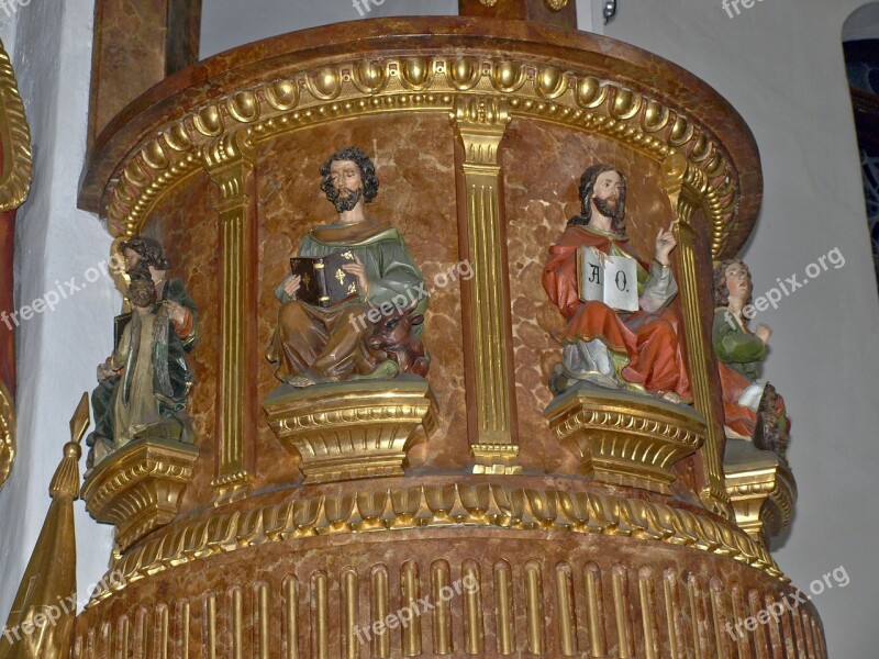 Blindenmarkt Hl Anna Parish Church Pulpit Decor