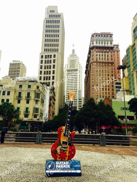 São Paulo Guitar Buildings Square Anhangabaú