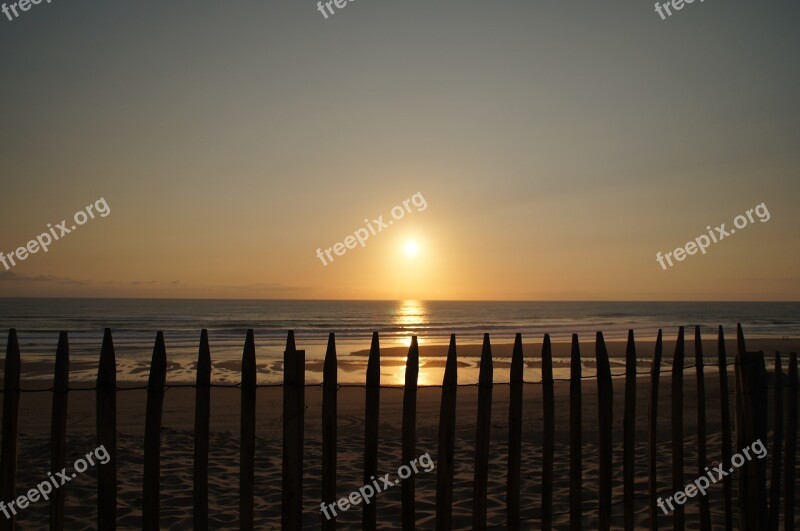 Sunset Fence Biscarrosse Atlantic Dune