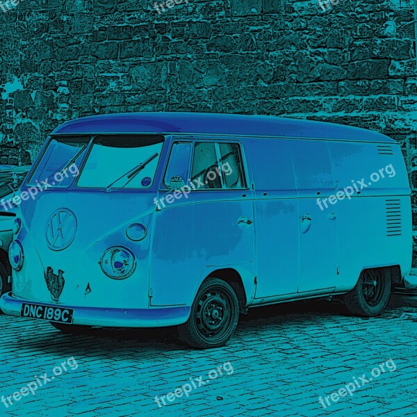 Vw Delivery Van Cartoon Design Driving