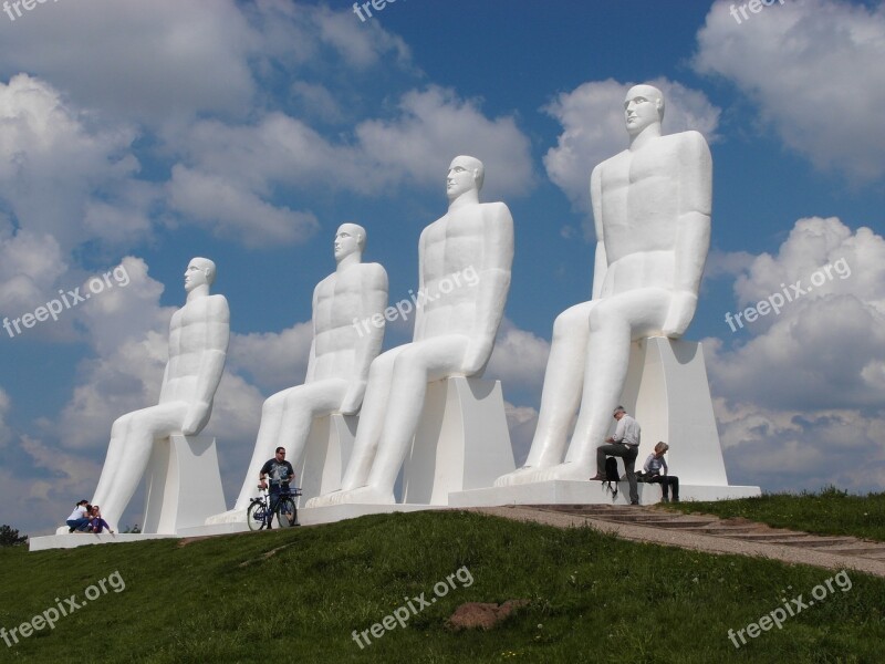 Esbjerg Denmark Sea Statues 4 Men