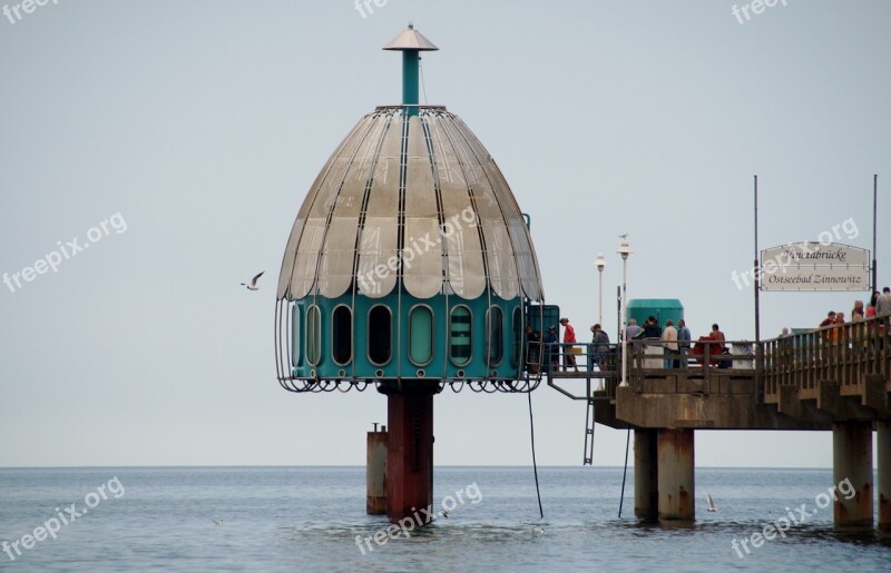 Sea Pier Draft Footbridge Zinnowitz