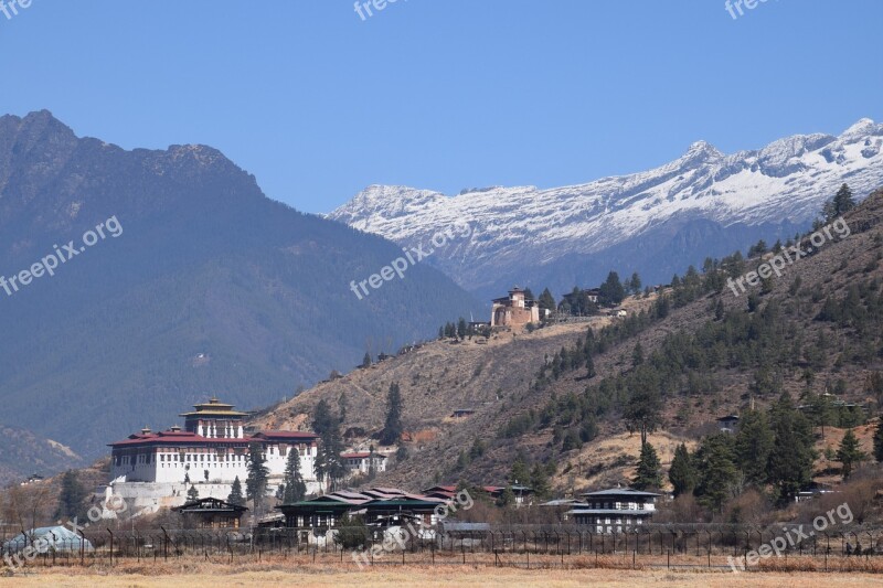 Bhutan Paro Landmark Rinpung Dzong Free Photos