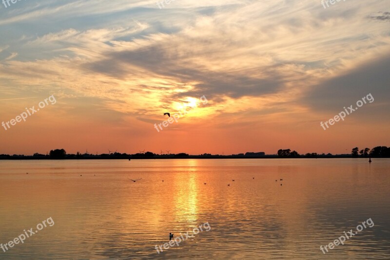 Abendstimmung River Water Sunset Romance