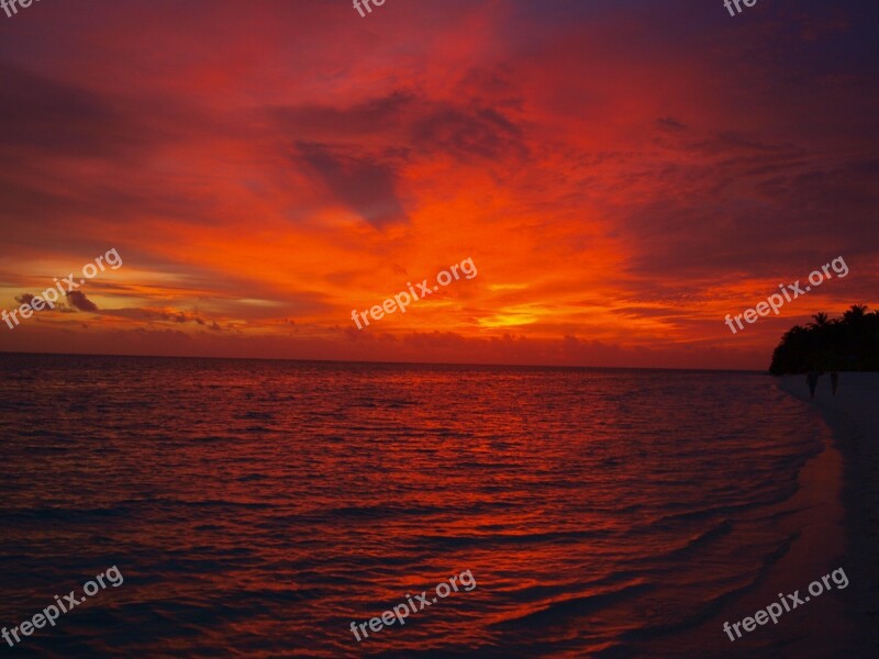 Maldives Holiday Island Sunset Free Photos