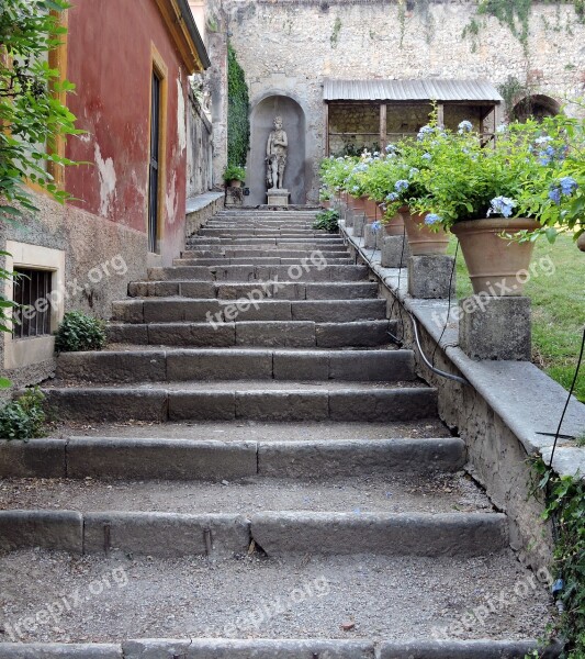 Garden Scale Flowers Vases Staircase