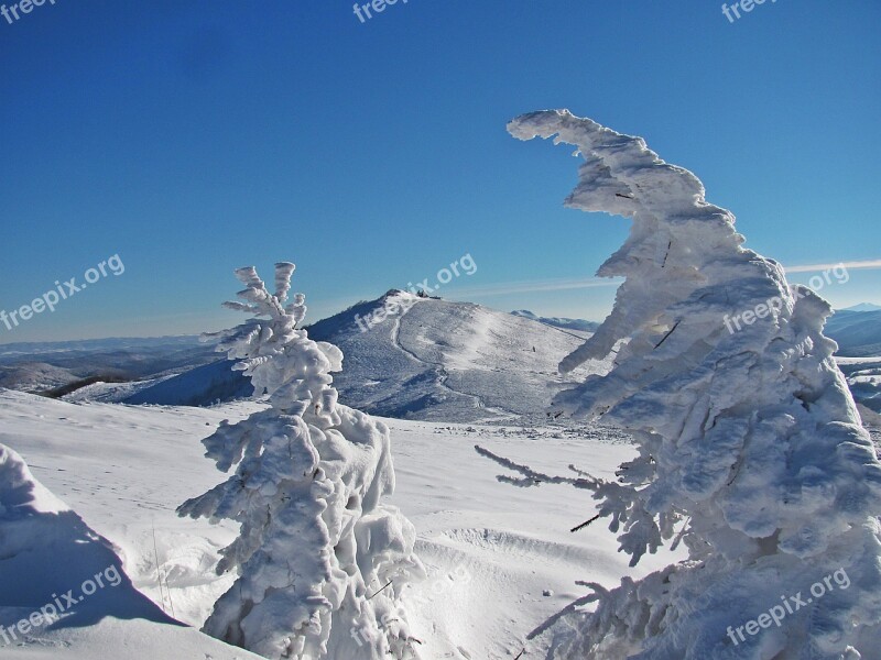 Mountains Winter Trail Hiking Trails Tourism