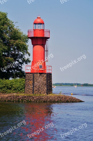 Lighthouse Elbe River Water River Landscape