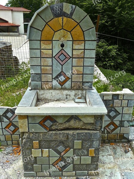 Trough Stonework Waterhole Water Tap