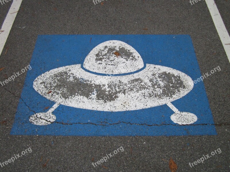 Parking Space Parking Lot Ufo Pictogram Sign