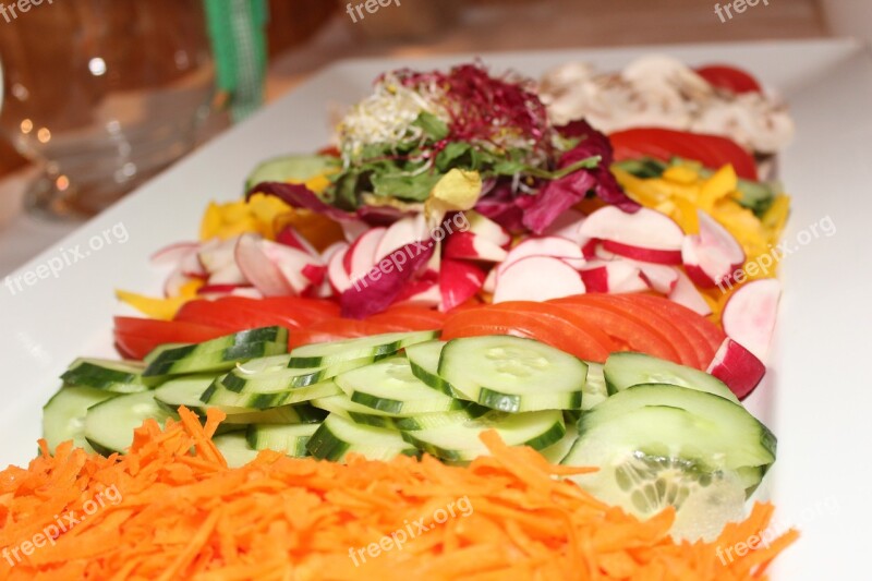 Salad Tomatoes Paprika Radishes Cucumbers