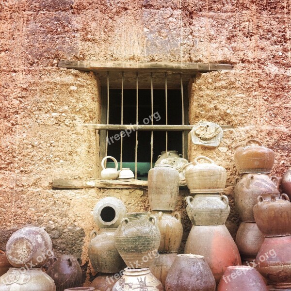 The Adobe Clay Clay Pots In Rural Areas Window