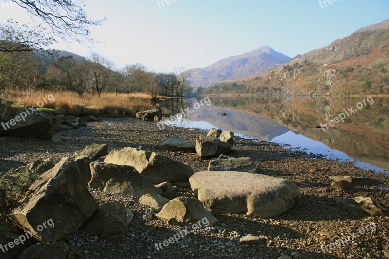 Landscape Dinas Lake Snowdonia North Wales Winter