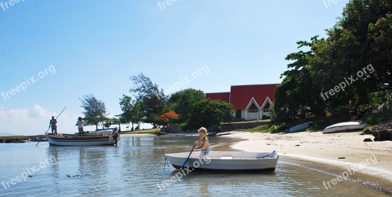 Child Boat Sea Alone Little