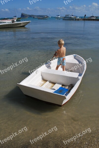 Child Boat Sea Alone Little