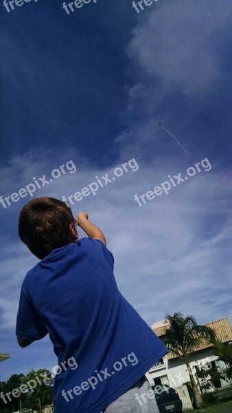 Boy Kite Child Child Playing Sky