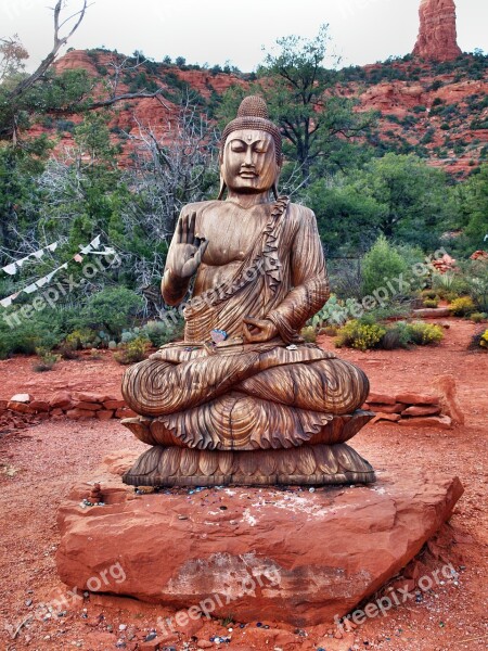 Buddah Arizona Sedona Usa Red Rock