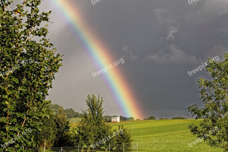 Rainbow Sky Clouds Mood Nature