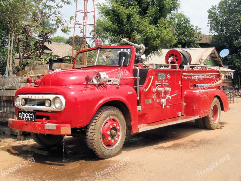 Car Fire Myanmar Burma Red