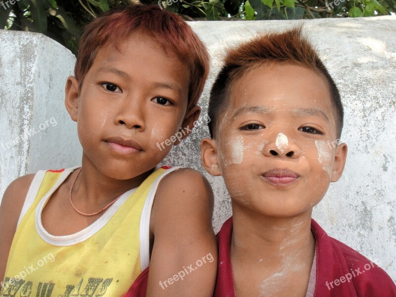 Children Boys Friendship Myanmar Burma