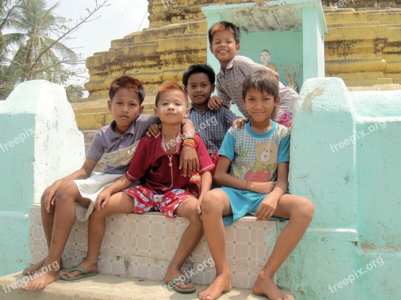 Children Boys Friendship Myanmar Burma