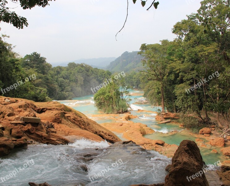 Mexico Agua Azul Nature Chiapas Blue Water