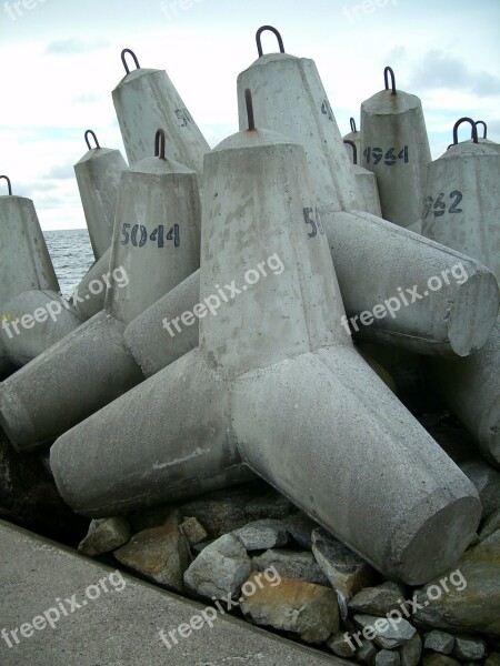 Components Concrete Breakwater Mole Baltic Sea