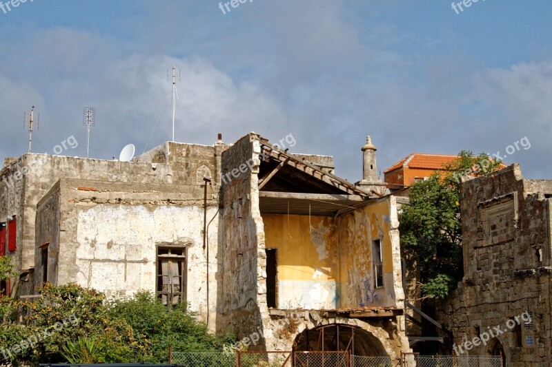 Greece Rhodes Building Ruin Facade